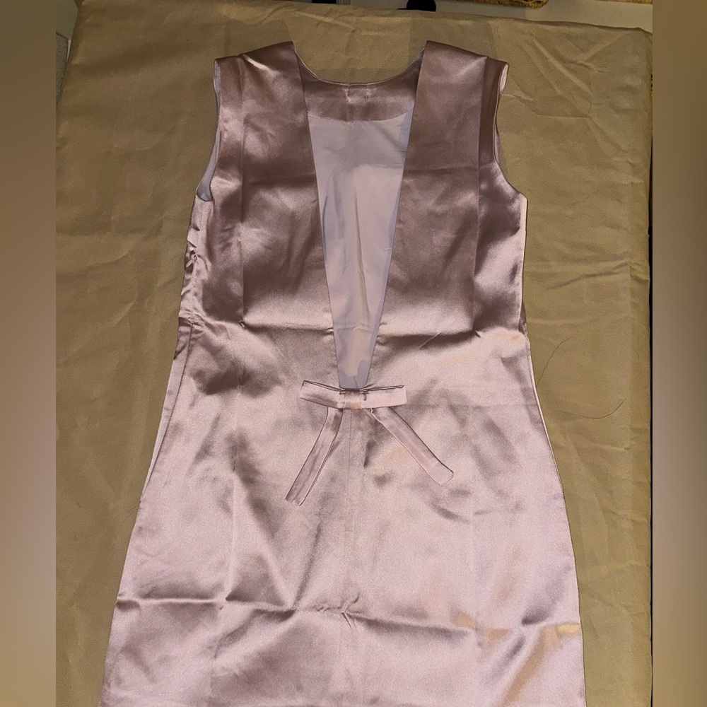 Commense Powder Pink Satin Mini Dress with Bow Back - Picture 5 of 5